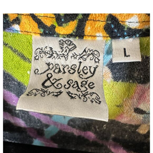 Parsley & Sage Abstract Art to Wear Button Front Shacket Women's Size Large - Picture 2 of 6